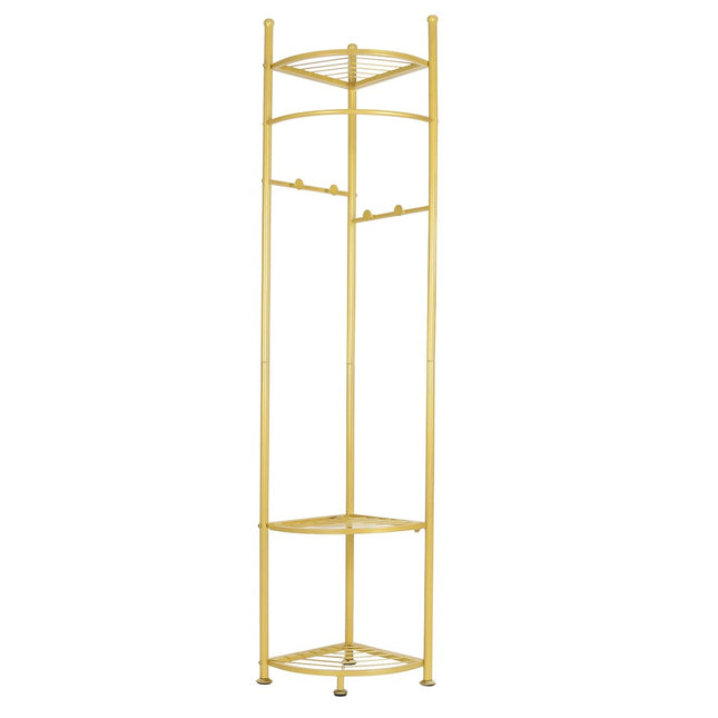 Fin Heavy Duty Clothes Stand Space-Saving Corner Coat Hat Shoes Rack Bedroom.