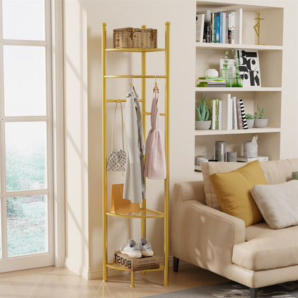Fin Heavy Duty Clothes Stand Space-Saving Corner Coat Hat Shoes Rack Bedroom.