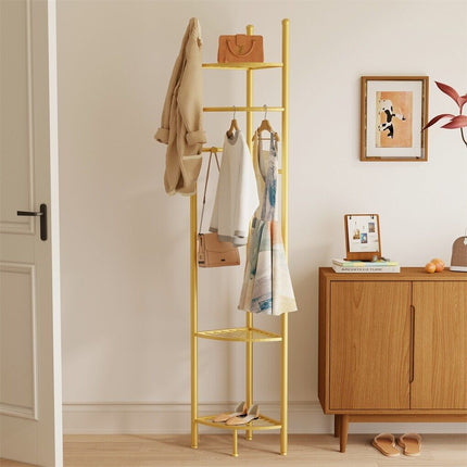 Fin Heavy Duty Clothes Stand Space-Saving Corner Coat Hat Shoes Rack Bedroom.