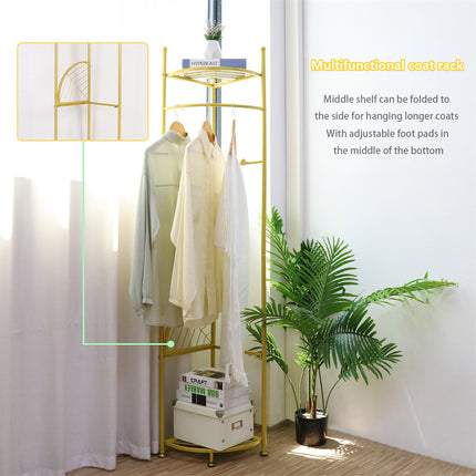Fin Heavy Duty Clothes Stand Space-Saving Corner Coat Hat Shoes Rack Bedroom.