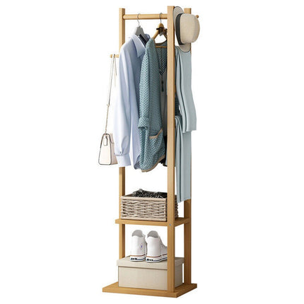 Versatile Strong Bamboo Clothes Hanger Rod Stand Scarf Hat Holder Storage Shelf.