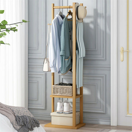Versatile Strong Bamboo Clothes Hanger Rod Stand Scarf Hat Holder Storage Shelf.