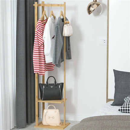 Versatile Strong Bamboo Clothes Hanger Rod Stand Scarf Hat Holder Storage Shelf.