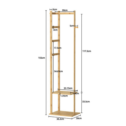 Versatile Strong Bamboo Clothes Hanger Rod Stand Scarf Hat Holder Storage Shelf.