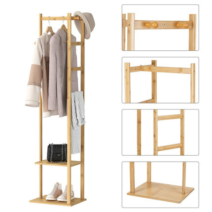Versatile Strong Bamboo Clothes Hanger Rod Stand Scarf Hat Holder Storage Shelf.