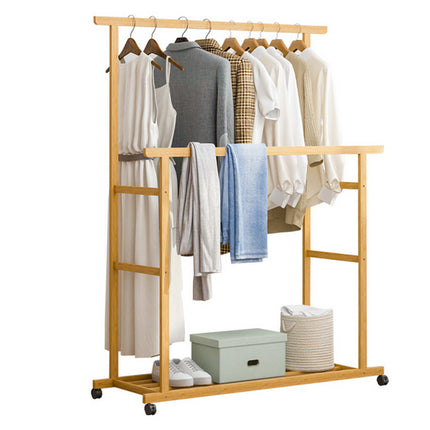 Double Rail Heavy Strong Rolling Clothes Rack with Trousers Rack & Bottom Shelf.