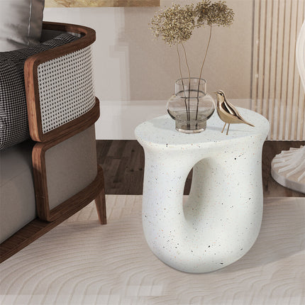 U-Shaped Terrazzo Concrete Outdoor Stool.