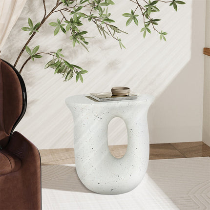 U-Shaped Terrazzo Concrete Outdoor Stool.