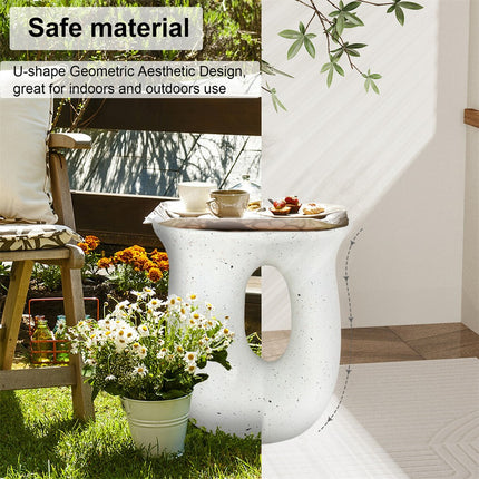 U-Shaped Terrazzo Concrete Outdoor Stool.
