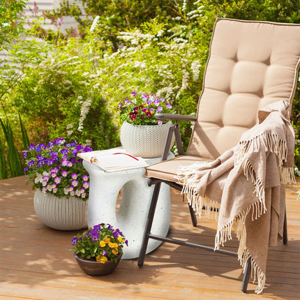 U-Shaped Terrazzo Concrete Outdoor Stool.