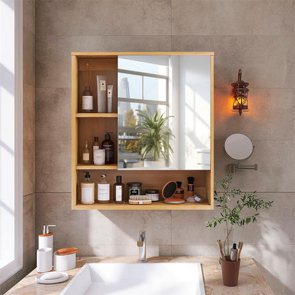 Xl Bathroom Wall Mirror Medicine Cabinet With Single Door And Adjustable Shelves.