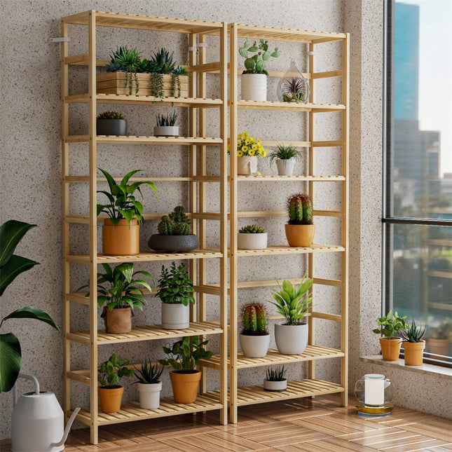 Fin Super Large Wooden Storage Unit 6 Adjustable Shelves Home Kitchen Organization.