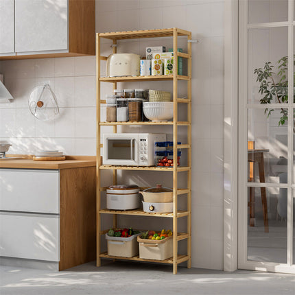 Fin Super Large Wooden Storage Unit 6 Adjustable Shelves Home Kitchen Organization.