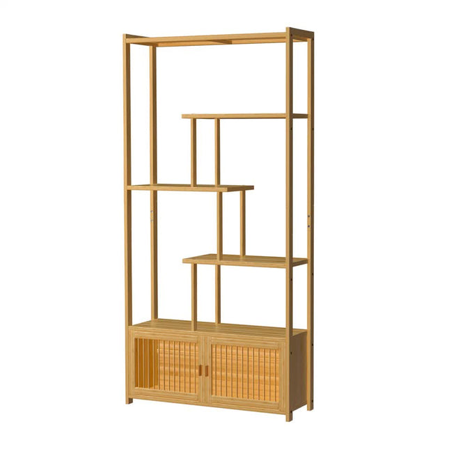 6 Tiers Freestanding Bamboo Storage Shelf High & Low Shelf Bookshelf Plant Stand.