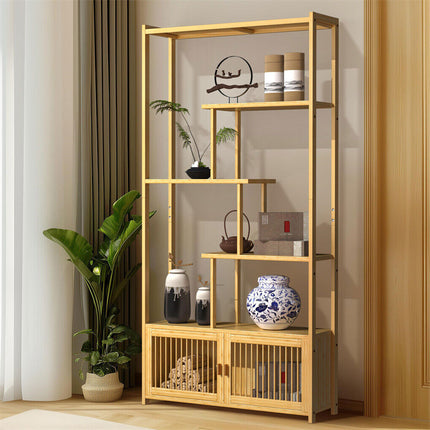 6 Tiers Freestanding Bamboo Storage Shelf High & Low Shelf Bookshelf Plant Stand.