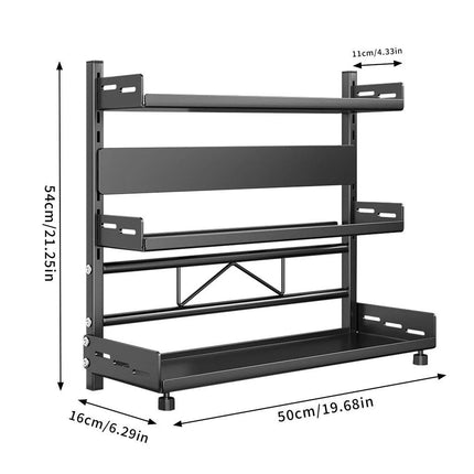 3-Tier Large Kitchen Spice Rack Anti-Rust Organizer Shelf, Height Adjustable Storage Rack AU.