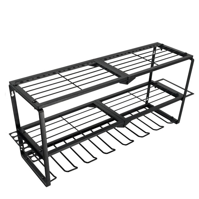 P&P Heavy Duty Power Tool Organizer with 7 Drill Holders Wall Mounted Garage Storage Rack for Tools & Utility.