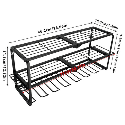 P&P Heavy Duty Power Tool Organizer with 7 Drill Holders Wall Mounted Garage Storage Rack for Tools & Utility.