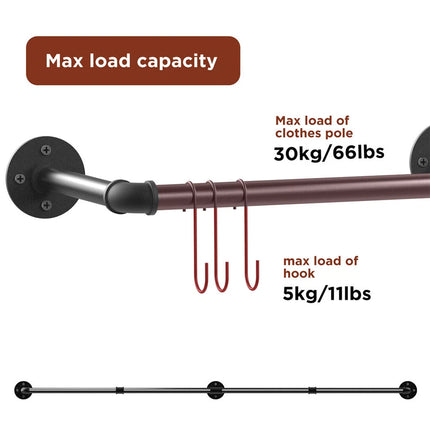 Adjustable Wall-Mounted Clothes Rack (90–180 cm).