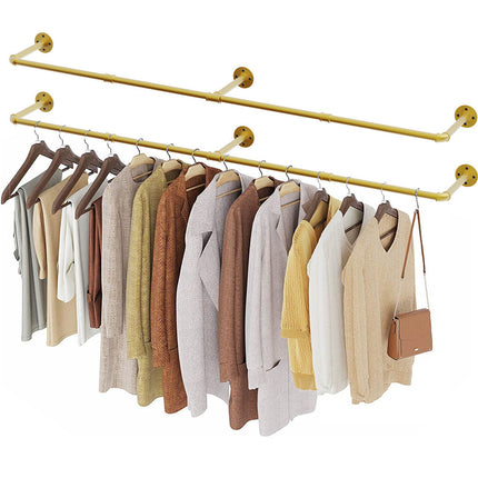 Vintage Gold Wall-Mounted Clothes Rack – Strong Metal Garment Hanging Rail.