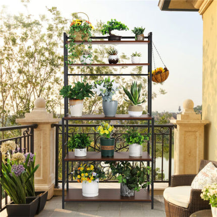 Versatile 5 Tier Kitchen Storage Shelf Stylish and Functional Bakers Rack.