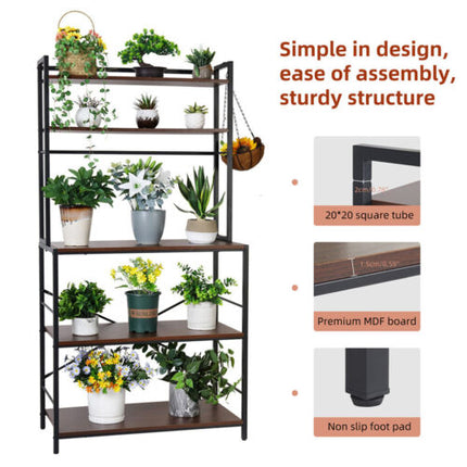 Versatile 5 Tier Kitchen Storage Shelf Stylish and Functional Bakers Rack.