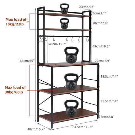 Versatile 5 Tier Kitchen Storage Shelf Stylish and Functional Bakers Rack.