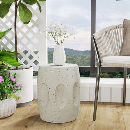Heavy Duty Concrete Side Table Modern Decorative Garden Stool Patio End Table.