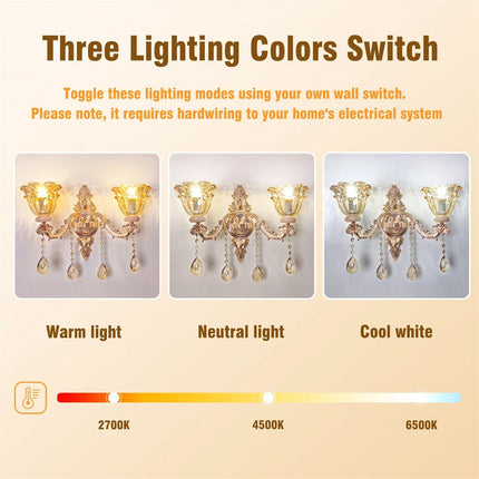 Rococo Gold Wall Sconce Floral Bedside Wall Lamp with Beveled Crystal Lighting for Hallway & Living Room.