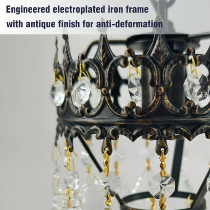 Vintage Wall Light Sconce with Clear Crystals, Black and Gold Glass Wall Lamp, 3-Mode Dimmable LED E14 Lighting Fixture for Home, Bathroom, Dining Room, Hallway.