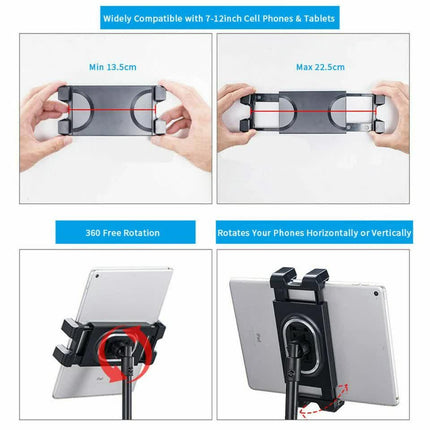 Adjustable 4.7-12.9" Stable Tripod Floor Stand Lazy Tablet Mount Holder for iPad.