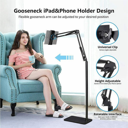 360 Tablet Floor Stand Adjustable 5-12.9 Inch Overhead Phone Desktop Holder.