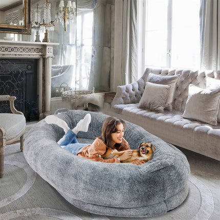 Xxxl Human-Sized Dog Bed Washable Orthopedic Pet Bed Bean Bag With Soft Blanket.