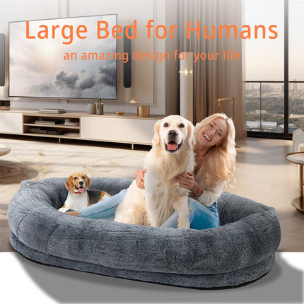 Xxxl Human-Sized Dog Bed Washable Orthopedic Pet Bed Bean Bag With Soft Blanket.