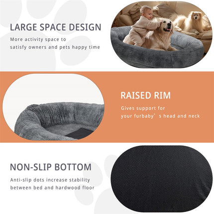 Xxxl Human-Sized Dog Bed Washable Orthopedic Pet Bed Bean Bag With Soft Blanket.