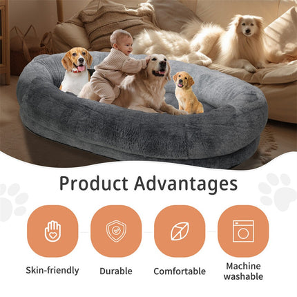 Xxxl Human-Sized Dog Bed Washable Orthopedic Pet Bed Bean Bag With Soft Blanket.