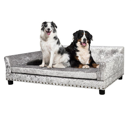 Large Leather Velvet Dog Sofa Lounge Bed( Grey).