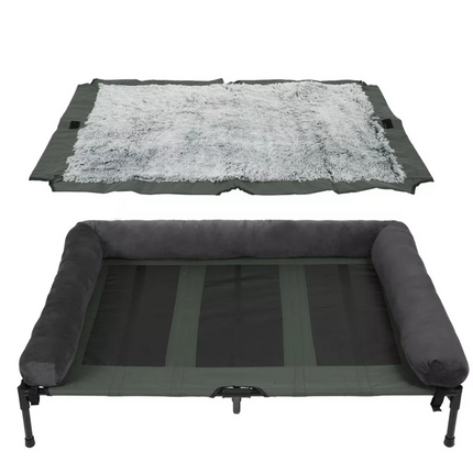 P&P Brown Pet Cot with Bolster Support and Breathable Mesh Design for Dogs to Lounge.