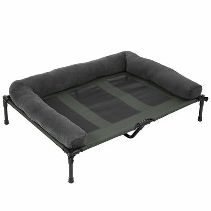 Large Oversized Raised Dog Bed with Cooling Bolster Lounger.