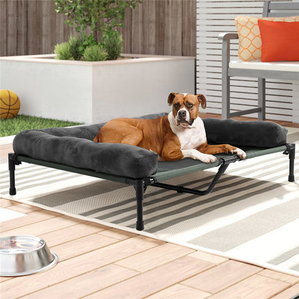 Large Oversized Raised Dog Bed with Cooling Bolster Lounger.