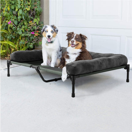 Large Oversized Raised Dog Bed with Cooling Bolster Lounger.