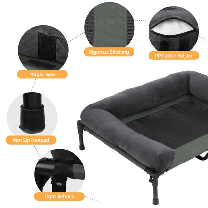 Large Oversized Raised Dog Bed with Cooling Bolster Lounger.