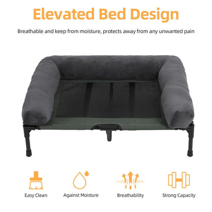 Large Oversized Raised Dog Bed with Cooling Bolster Lounger.