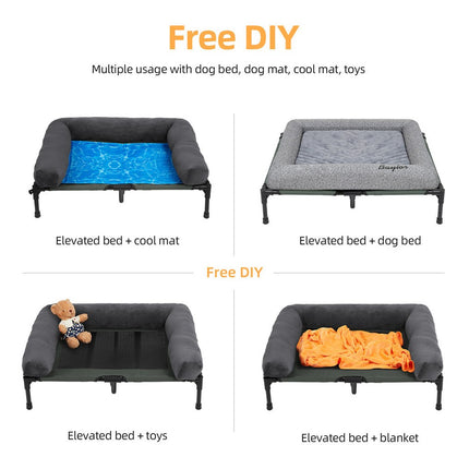 Large Oversized Raised Dog Bed with Cooling Bolster Lounger.