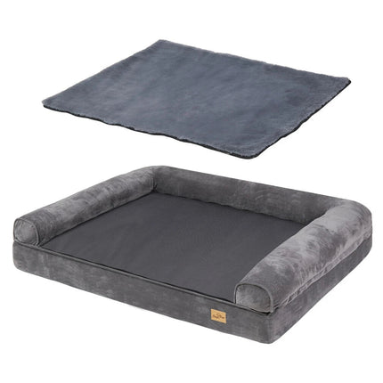 Deluxe Plush Orthopedic Dog Bed XXL - Waterproof Bolstered Sofa Bed for Large Dogs with Removable Washable Cover.