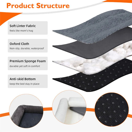 Deluxe Plush Orthopedic Dog Bed XXL - Waterproof Bolstered Sofa Bed for Large Dogs with Removable Washable Cover.