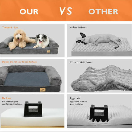 Medium Orthopedic Dog Bed with Bolster Comfort Mattress.