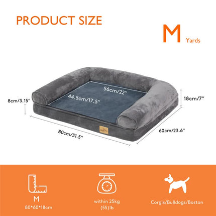 Medium Orthopedic Dog Bed with Bolster Comfort Mattress.