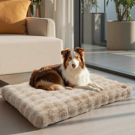 Plush Dog Crate Bed with Non Slip Base and Removable Cover.