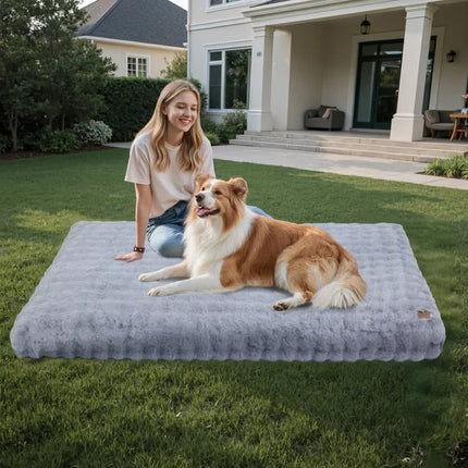 Plush Dog Crate Bed with Non Slip Base and Removable Cover.